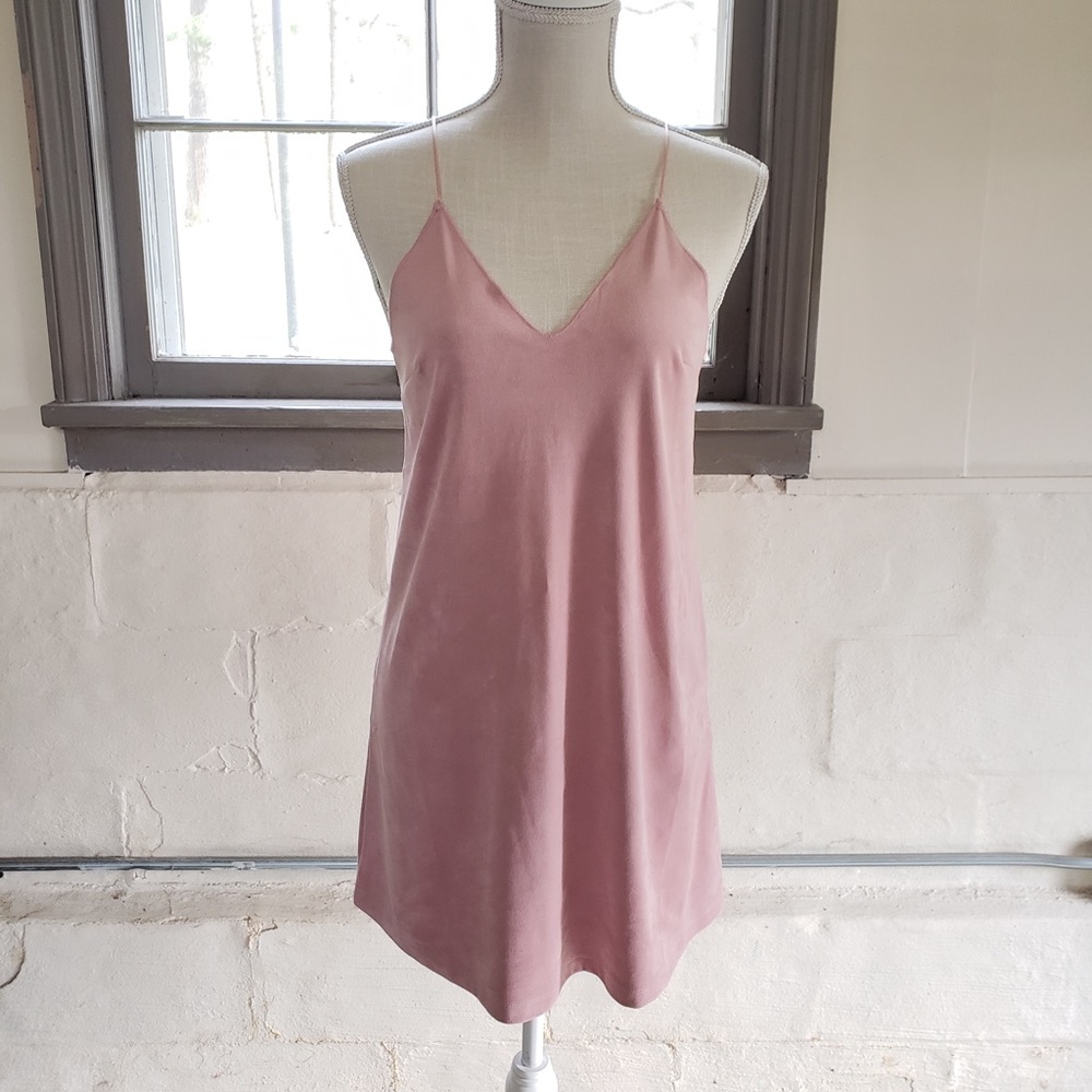 Pink suede mini dress